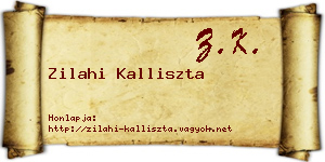 Zilahi Kalliszta névjegykártya